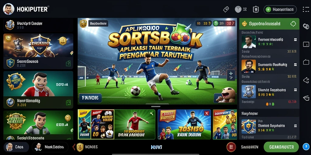 Tampilan gameplay HOKIPUTER dengan berbagai pilihan taruhan olahraga.