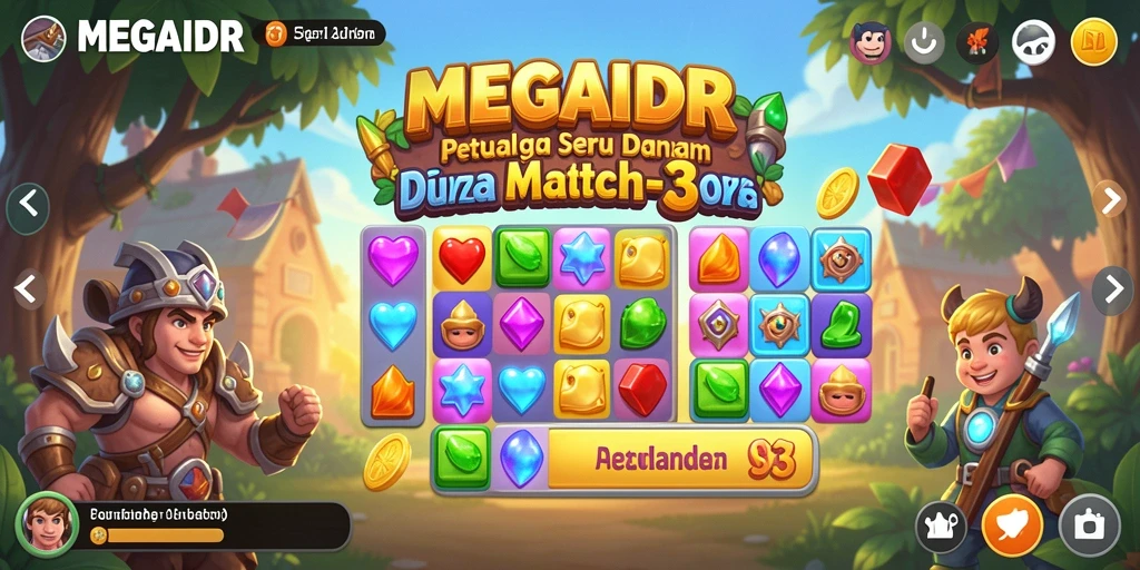 Tangkapan layar dari gameplay Match-3 yang menarik dan penuh warna.