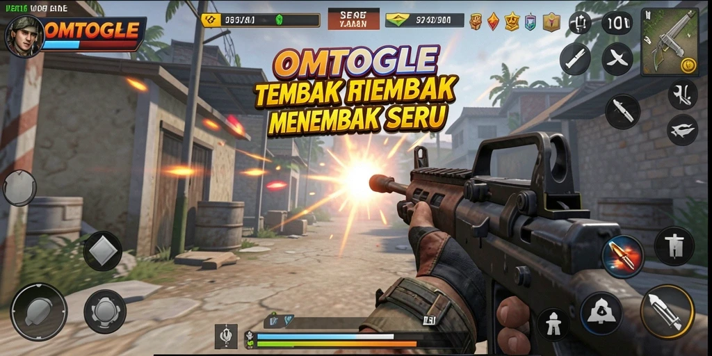 Tampilan gameplay intens dalam OMTOGEL dengan aksi tembak-menembak yang mendebarkan.
