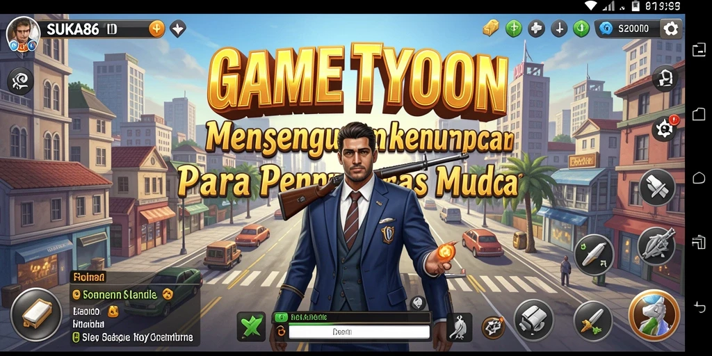 Screenshot gameplay SUKA86 yang menampilkan manajemen bisnis Tycoon.